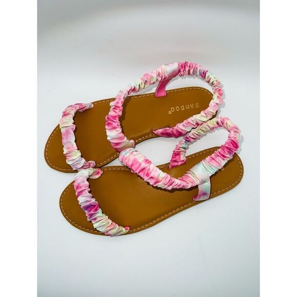 Bamboo Pink Tie-Dye Textured Ocean Line Sandal Size 6 New With Box - Picture 5 of 8